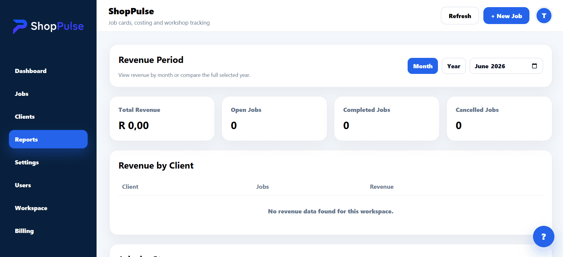 ShopPulse revenue reports screen